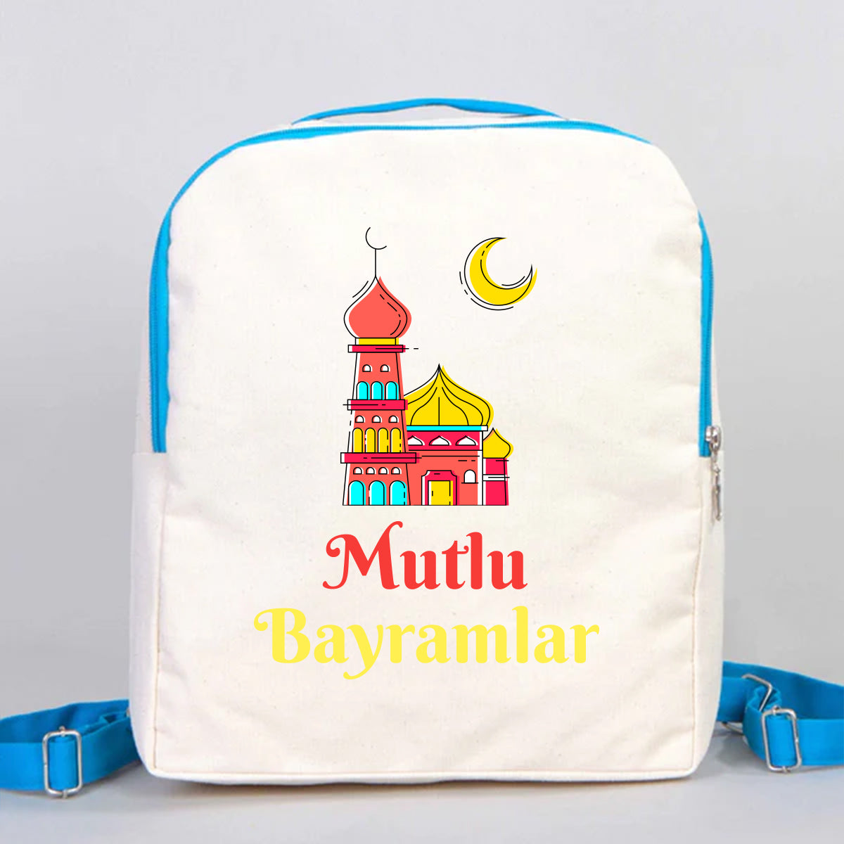25x32x10 cm Turkuaz Renk VIP Kanvas Sırt Modeli - Bayram Çantası