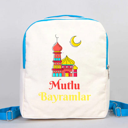 25x32x10 cm Turkuaz Renk VIP Kanvas Sırt Modeli - Bayram Çantası