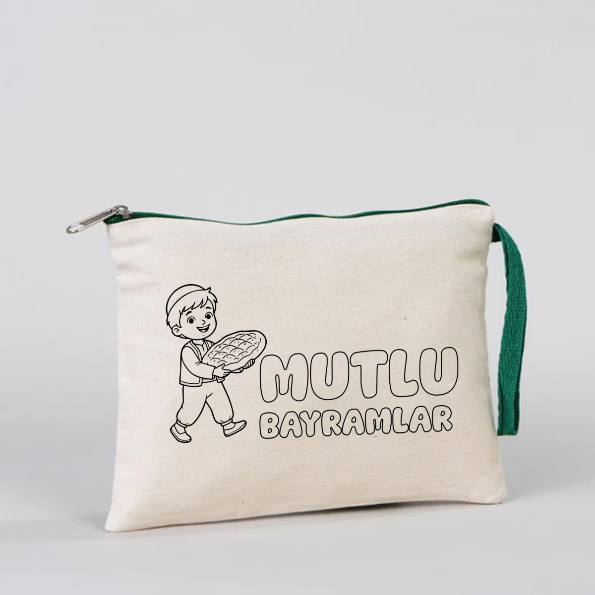 Boyanabilir 21x15 cm Yeşil Fermuar Clutch - Bayram Cüzdanı