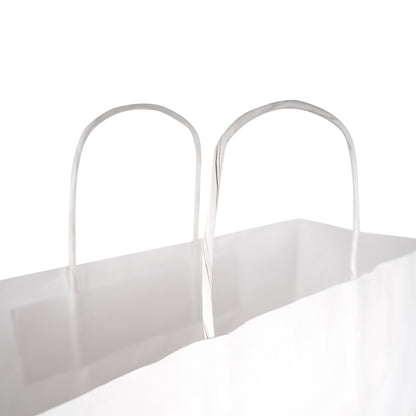 Burgu Saplı Beyaz Kraft Kağıt Çanta - 32x12x41 cm (Özelleştirilebilir)