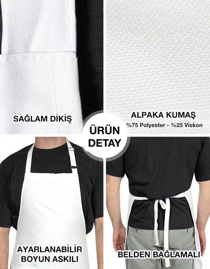 Beyaz Baskılı Mutfak Önlüğü