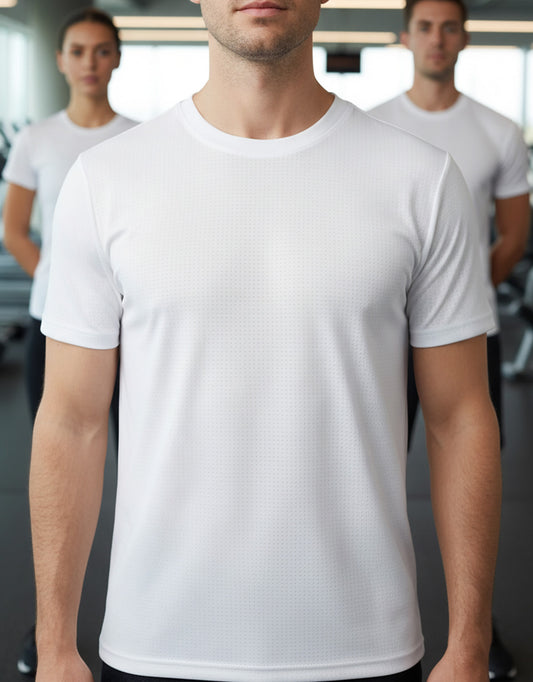Beyaz Spor Tişört – Baskısız, Toptan Satış, Nefes Alabilir Kumaş