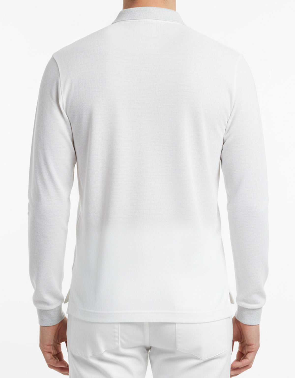 Polo Yaka Uzun Kol Beyaz Tişört