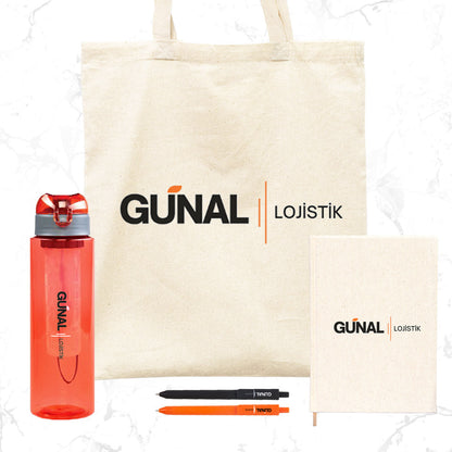 Kurumsal Firmalara Özel Hediye Seti - Bez Çanta / Defter / Kalem / Matara
