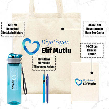 Kurumsal Firmalara Özel Hediye Seti - Bez Çanta / Defter / Kalem / Matara