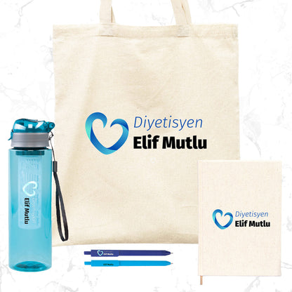 Kurumsal Firmalara Özel Hediye Seti - Bez Çanta / Defter / Kalem / Matara