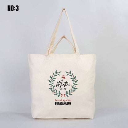 Bez Alışveriş Çantası 48x41x10cm Yılbaşı Baskılı (Özelleştirilebilir)