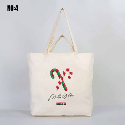 Bez Alışveriş Çantası 48x41x10cm Yılbaşı Baskılı (Özelleştirilebilir)