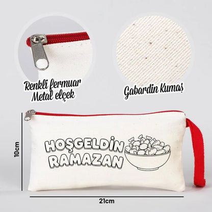 Boyanabilir 21x10 cm Kırmızı Fermuarlı Kalemlik Çanta - Bayram Çantası
