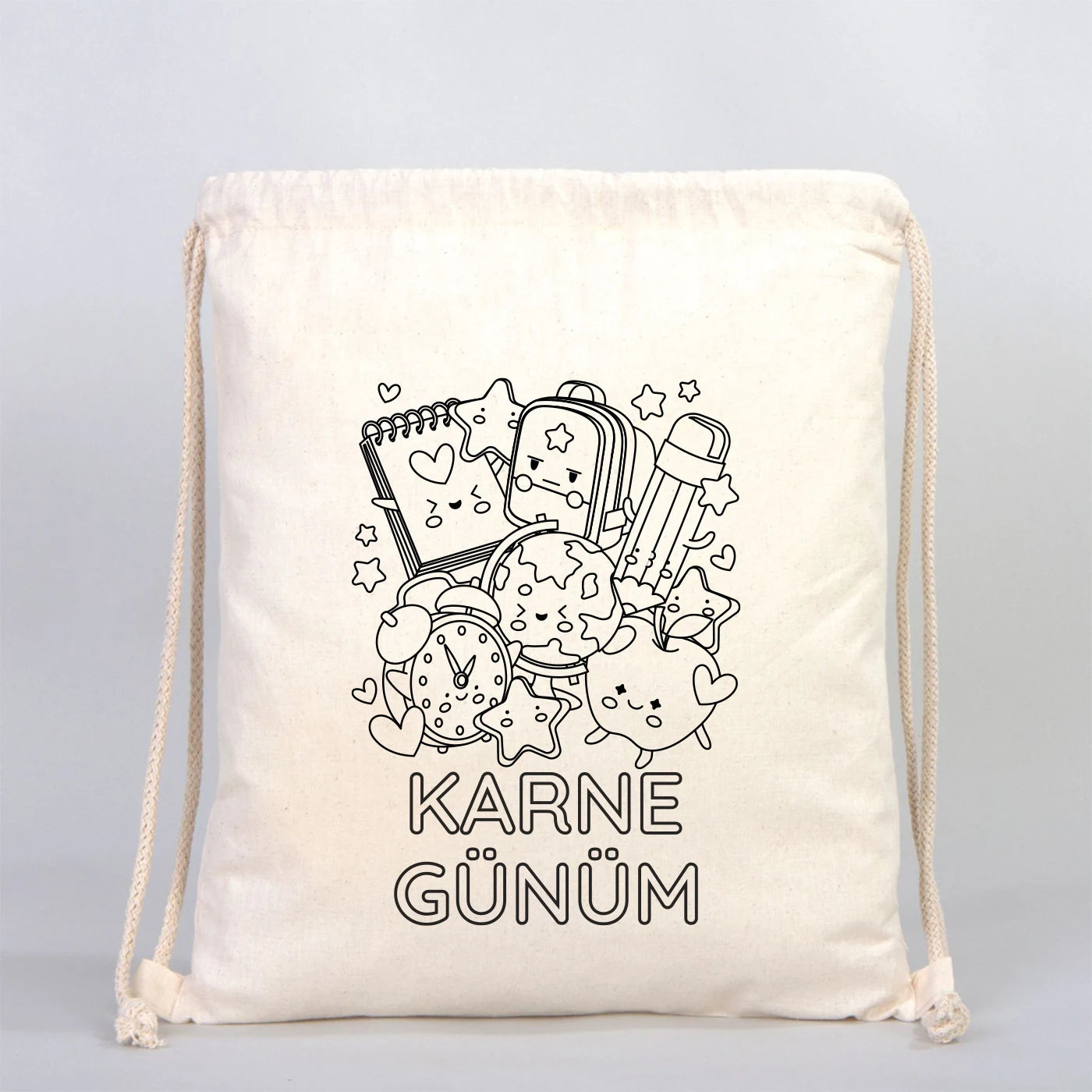 Karne Günü Temalı Boyanabilir Büzgülü Sırt Çantası – 35x40 cm