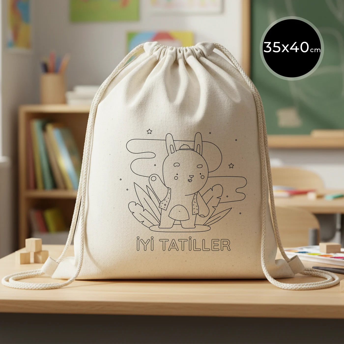 Karne Günü Renkli Boyama Omuz Çantası – 35 cm × 40 cm