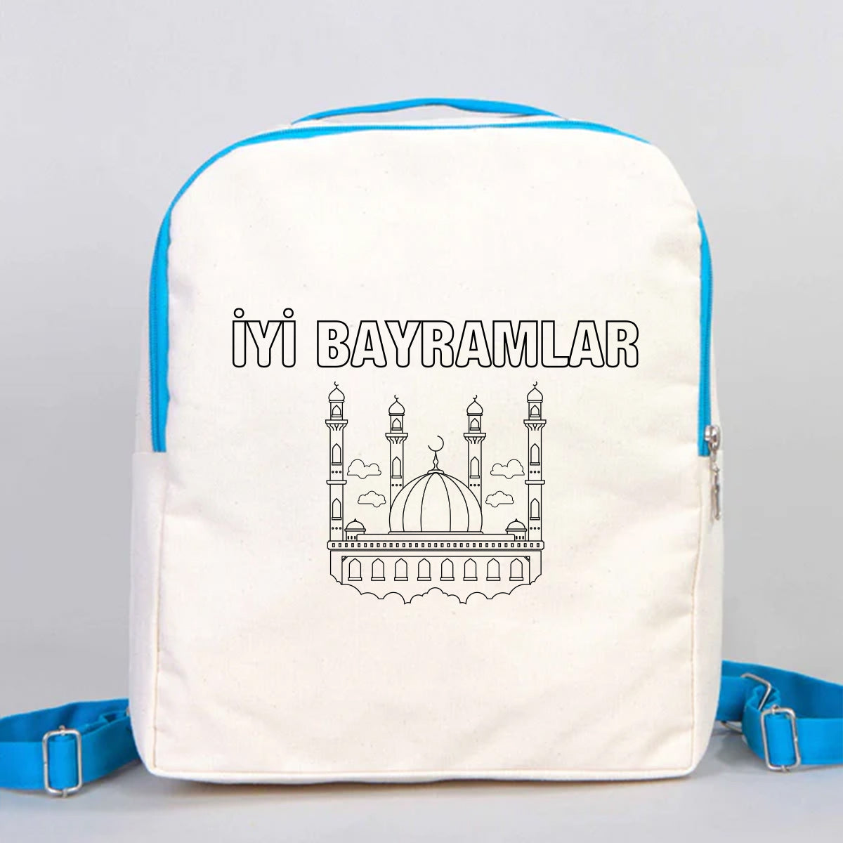 Boyanabilir 25x32x10 cm Turkuaz Renk VIP Kanvas Sırt Modeli - Bayram Çantası