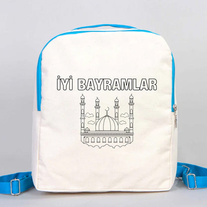 Boyanabilir 25x32x10 cm Turkuaz Renk VIP Kanvas Sırt Modeli - Bayram Çantası