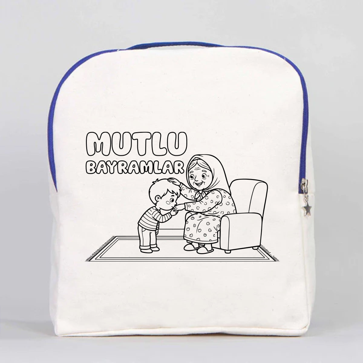 Boyanabilir 25x32x10 cm Saks Mavi Renk VIP Kanvas Sırt Modeli - Bayram Çantası
