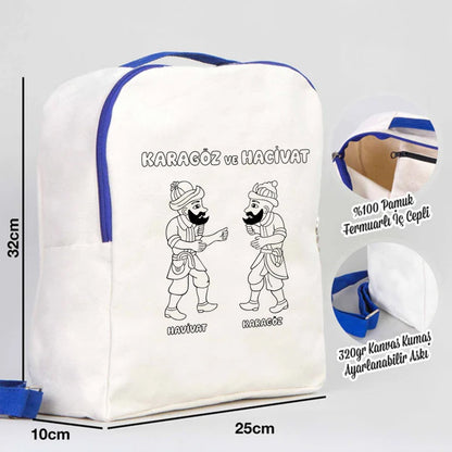 Boyanabilir 25x32x10 cm Saks Mavi Renk VIP Kanvas Sırt Modeli - Bayram Çantası