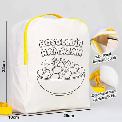 Boyanabilir 25x32x10 cm Sarı Renk VIP Kanvas Sırt Modeli - Bayram Çantası