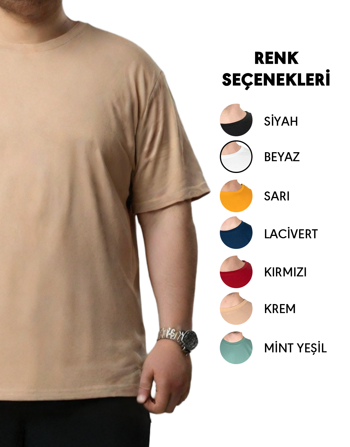 Büyük Boy Tişört - Krem