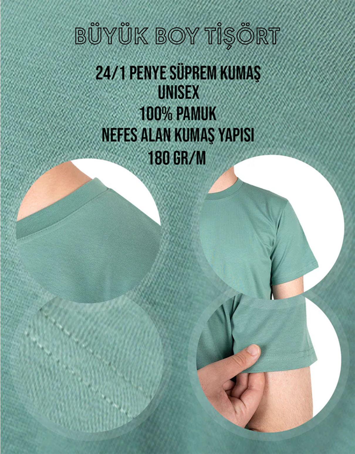 Büyük Boy Tişört - Mint Yeşil