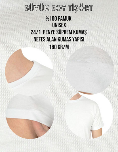 Büyük Boy T-shirt - Beyaz (Özelleştirilebilir)