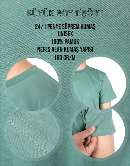 Büyük Boy Tişört -  Mint Yeşil (Özelleştirilebilir)