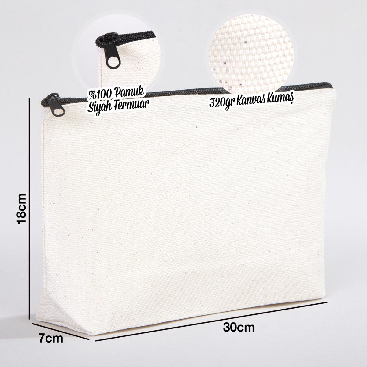 Kanvas Makyaj Çantası - Alttan Körüklü 30x18x7 cm