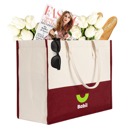 Elite Kanvas Bez Çanta – Plaj ve Market İçin Büyük Boy, 390gr Kalın Kumaş, 45x35x19 cm, Bordo (Özelleştirilebilir)