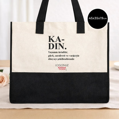 Kadınlar Günü Elite Kanvas Bez Çanta - 390gr - 45x35x19 cm (Özelleştirilebilir)