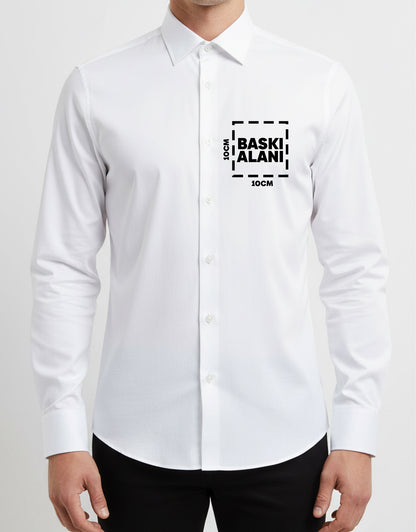 Erkek Beyaz Gömlek – Logo Baskılı, Kurumsal ve Promosyon (Özelleştirilebilir)
