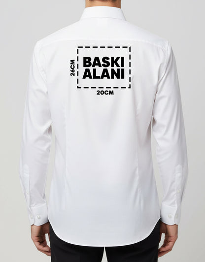 Erkek Beyaz Gömlek – Logo Baskılı, Kurumsal ve Promosyon (Özelleştirilebilir)