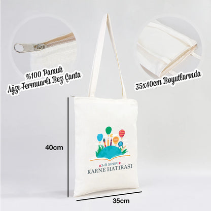Karne Günü Hediyesi Fermuarlı Ham Bez Çanta – 35x40 cm – Özelleştirilebilir