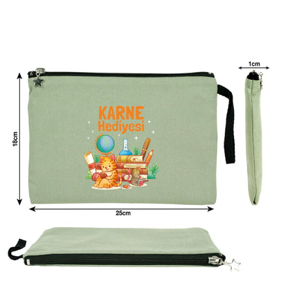 Karne Günü Hediyesi Mint Yeşili Clutch Kanvas Çanta 25×18 cm – Astarlı