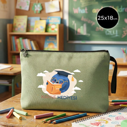 Karne Günü Hediyesi Mint Yeşili Clutch Kanvas Çanta 25×18 cm – Astarlı