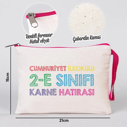 Karne Günü Desenli Clutch – Fuşya Fermuarlı 21×15 cm (Özelleştirilebilir)