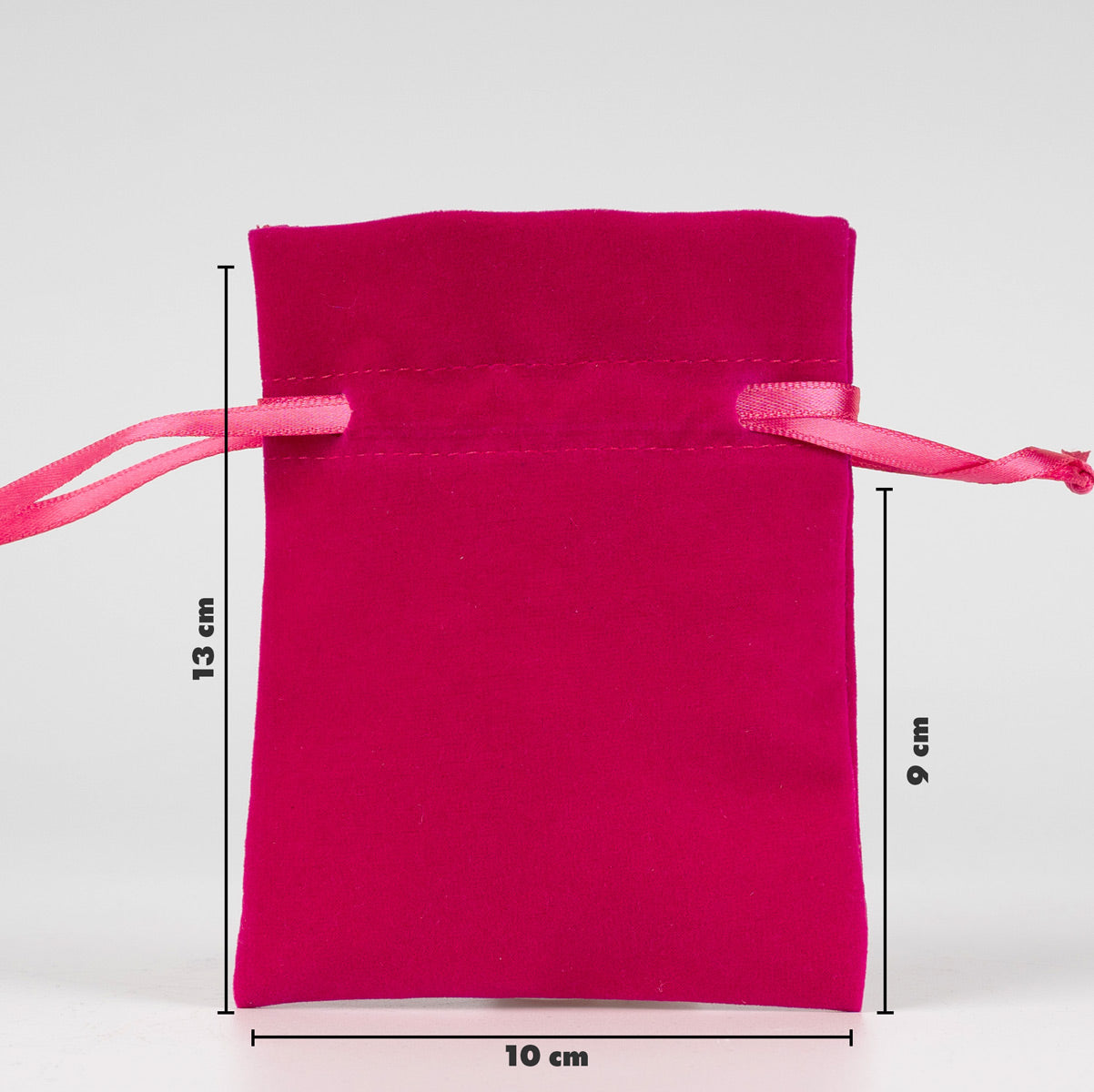 Kadife Gül Kese 10x13 cm - Fuşya (Özelleştirilebilir)