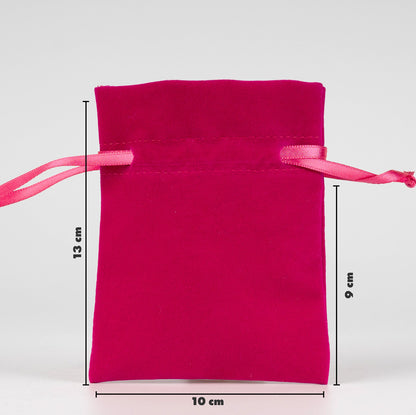 Kadife Gül Kese 10x13 cm - Fuşya (Özelleştirilebilir)