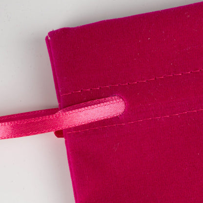 Kadife Gül Kese 10x13 cm - Fuşya (Özelleştirilebilir)