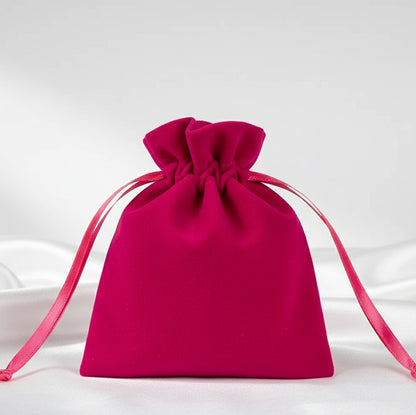 Kadife Gül Kese 10x13 cm - Fuşya