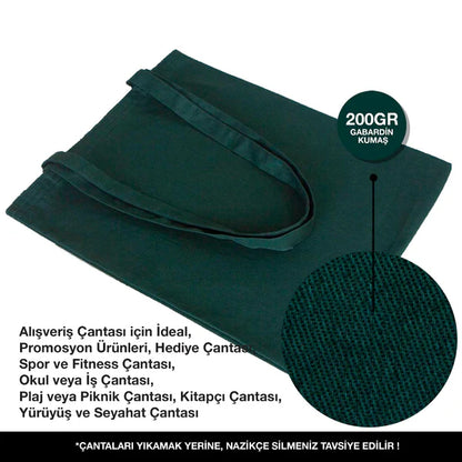 35x40 cm Yeşil Renk Gabardin Bez Model - Kadınlar Günü