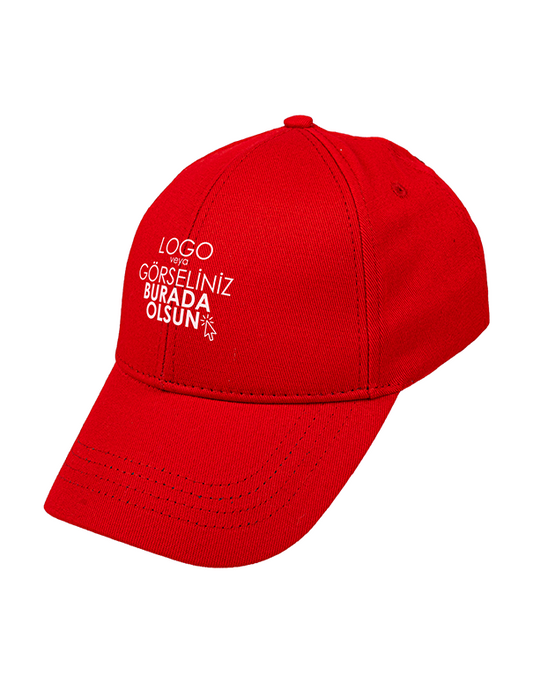 Premium Gabardin Şapka - Kırmızı (Özelleştirilebilir)