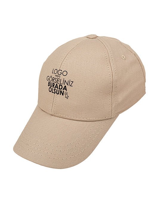 Premium Gabardin Şapka - Krem (Özelleştirilebilir)
