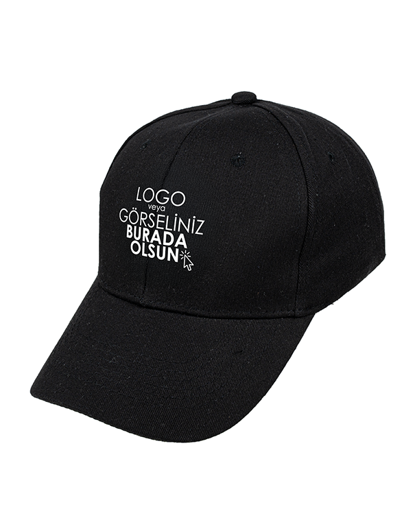 Premium Gabardin Şapka - Siyah (Özelleştirilebilir)