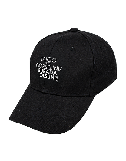 Premium Gabardin Şapka - Siyah (Özelleştirilebilir)