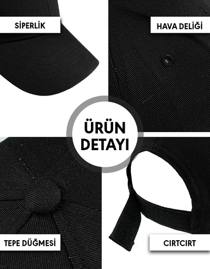 Premium Gabardin Şapka - Siyah (Özelleştirilebilir)