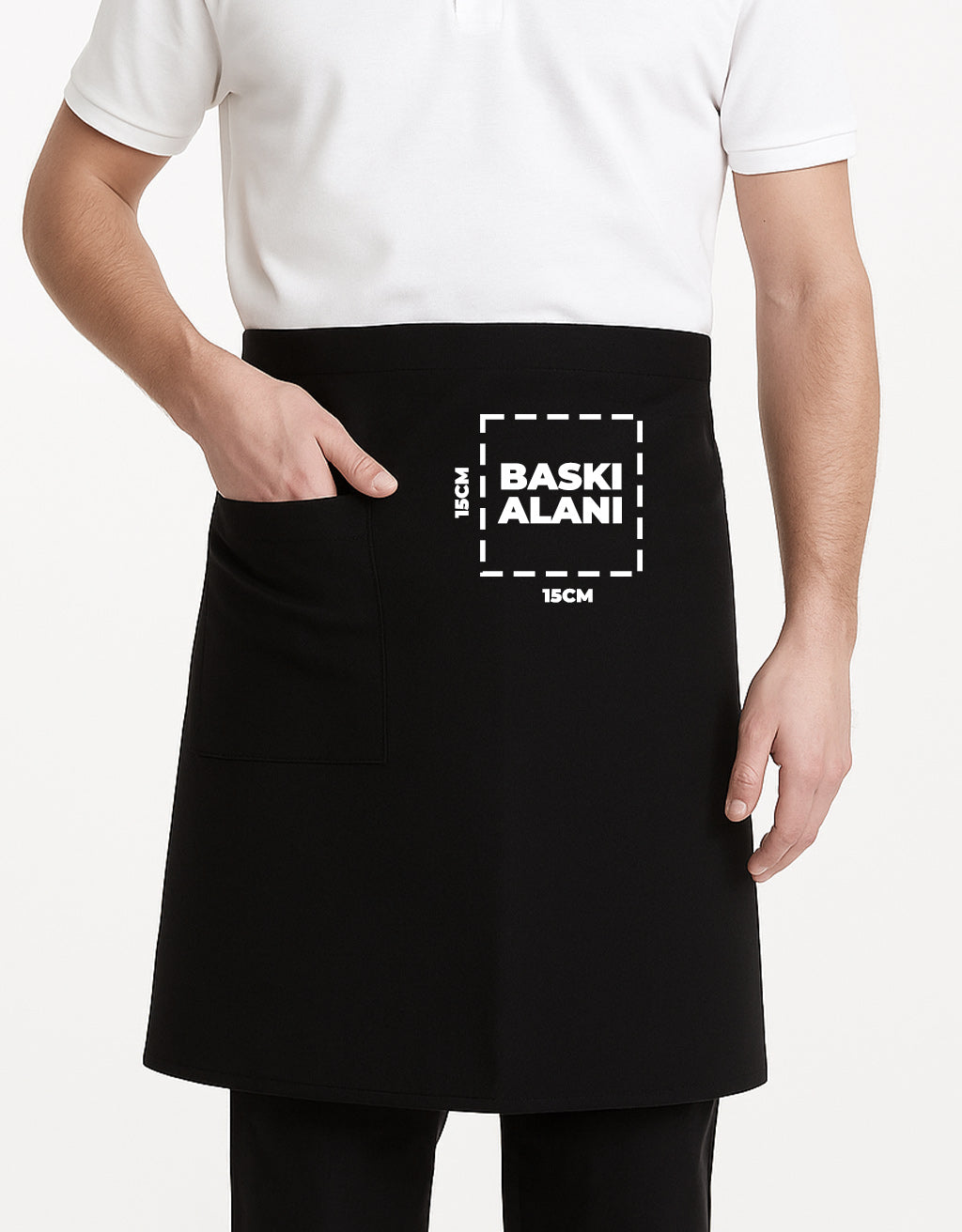 Baskılı Garson Önlüğü - Cepli