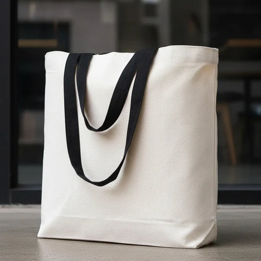 Kanvas Plaj Çantası Siyah Kulp 48x41x10 cm