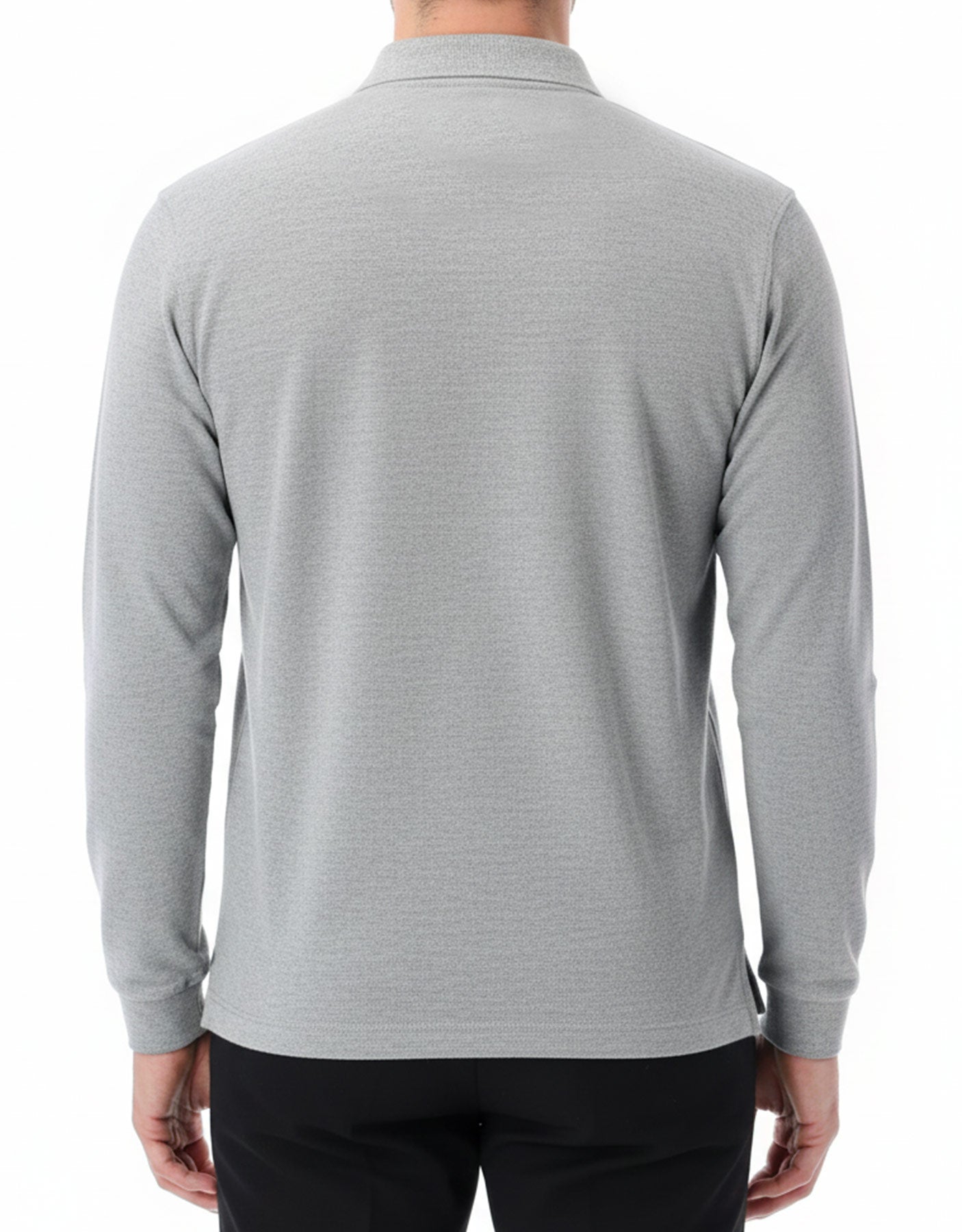 Polo Yaka Uzun Kol Gri Tişört