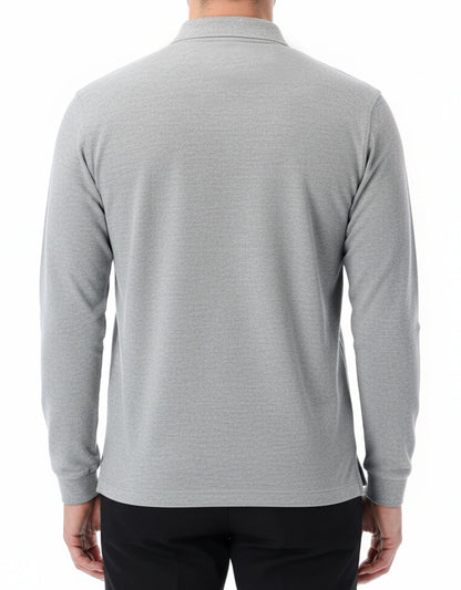 Polo Yaka Uzun Kol Gri Tişört