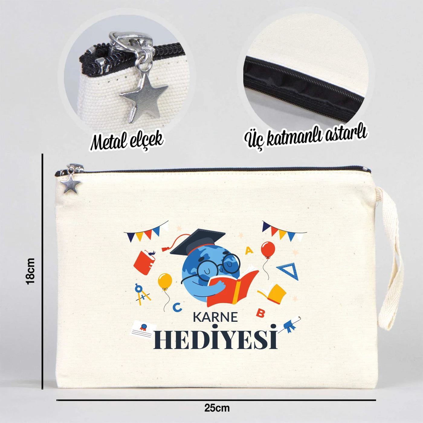 Karne Günü Hediyesi Clutch Kanvas Çanta 25×18 cm – Astarlı