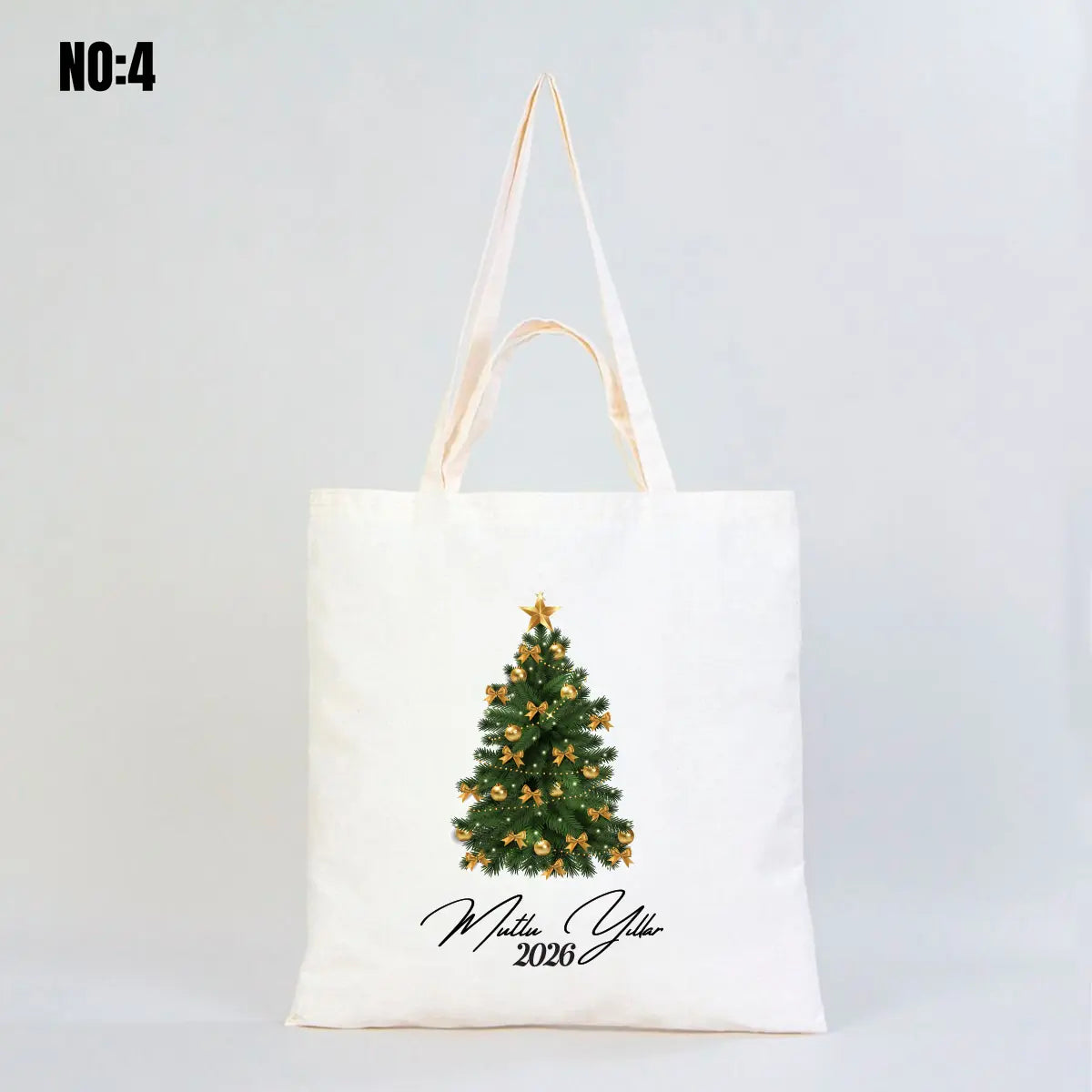 Ham Bez Çanta Yılbaşı Baskılı 40x40cm - Çift Kulplu