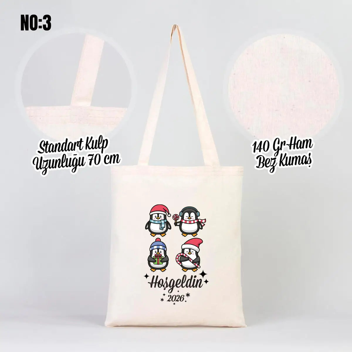 Ham Bez Çanta 35x40 cm Yılbaşı Bez Çanta Baskılı (Özelleştirilebilir)